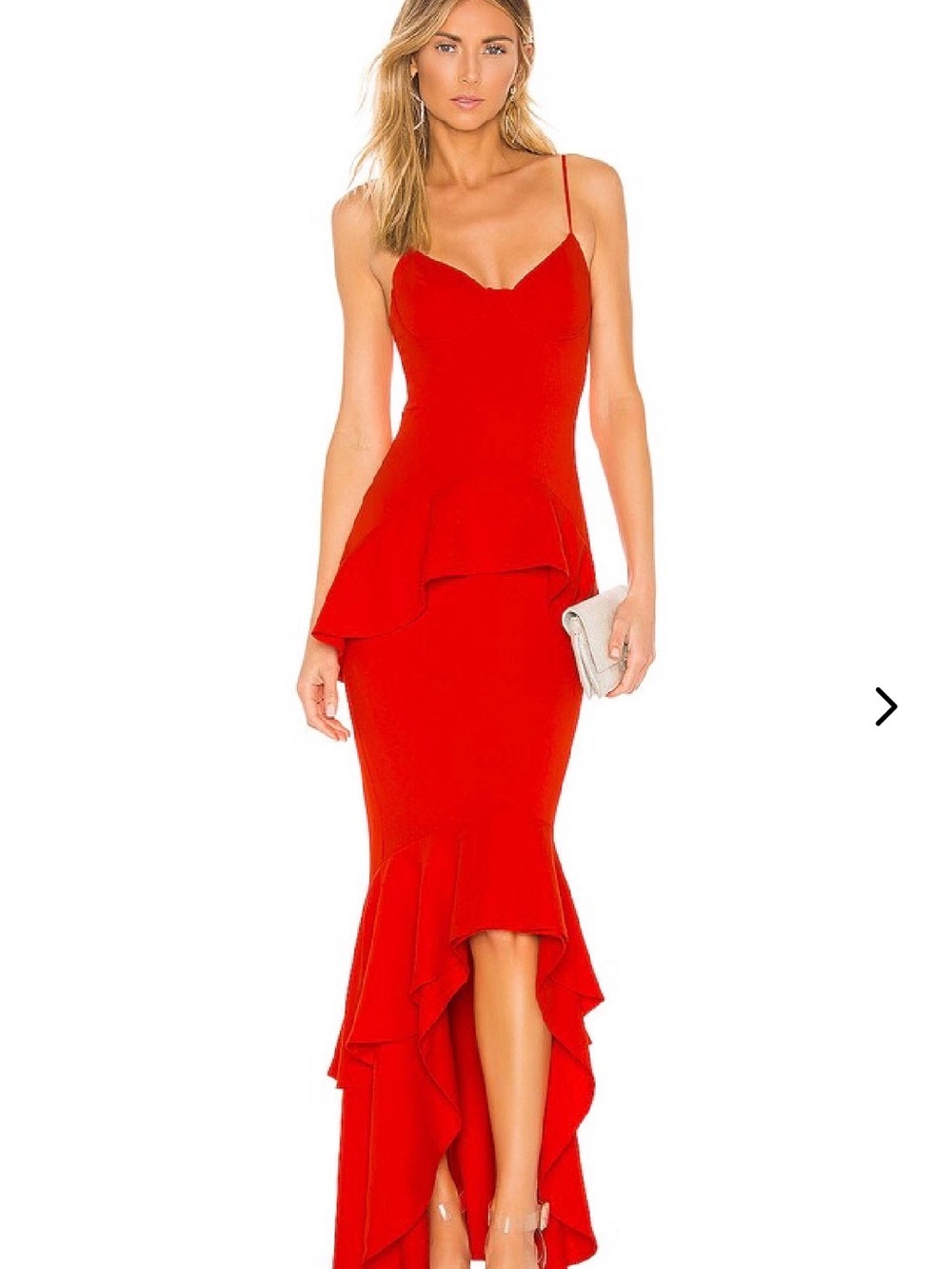 Lovers + Friends Red High-Low Peplum Spaghetti Strap Dress